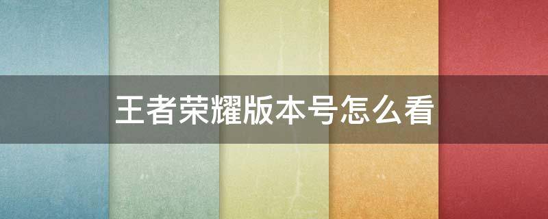 王者荣耀版本号怎么看（王者版本号在哪看）
