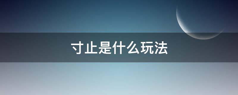 寸止是什么玩法 玩寸止是什么意思
