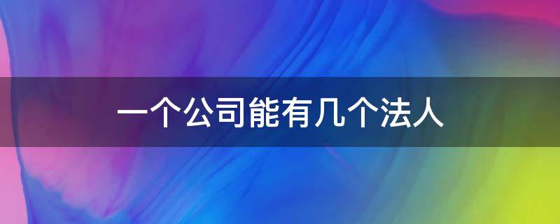 一个公司能有几个法人 一个公司可以有几个法人