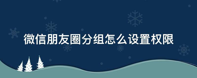 微信朋友圈分组怎么设置权限（微信里面怎么分组设置朋友圈权限）