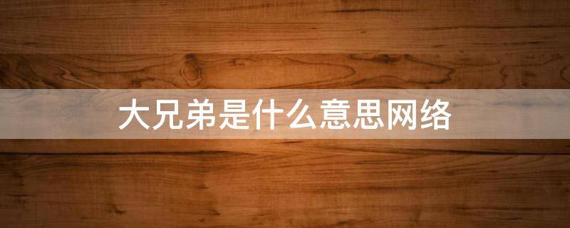 大兄弟是什么意思网络 大兄弟是啥意思