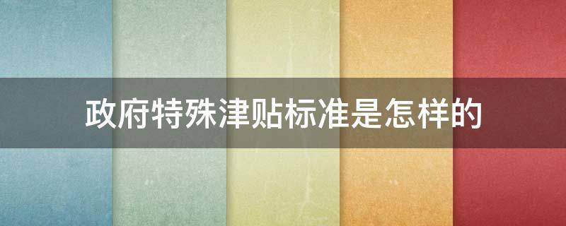 政府特殊津贴标准是怎样的（国家政府特殊津贴标准）