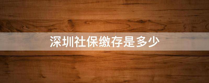 深圳社保缴存是多少（深圳社保缴费是多少）