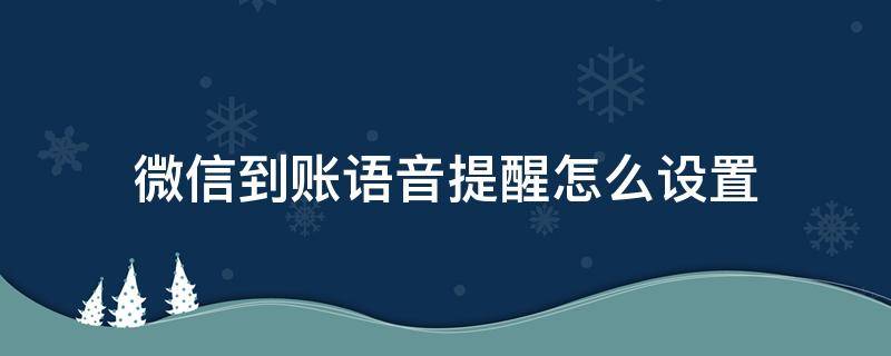 微信到账语音提醒怎么设置（如何设置微信到账语音提醒）