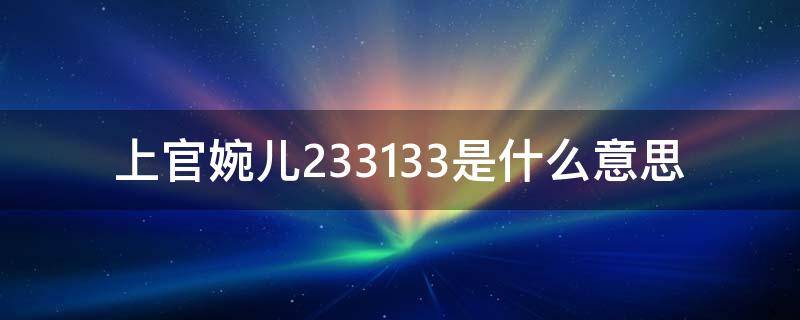 上官婉儿233133是什么意思 上官婉儿213333怎么意思