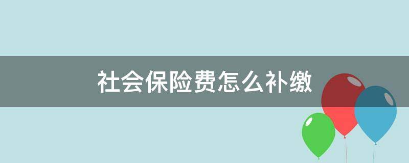 社会保险费怎么补缴（社会保险如何补缴）
