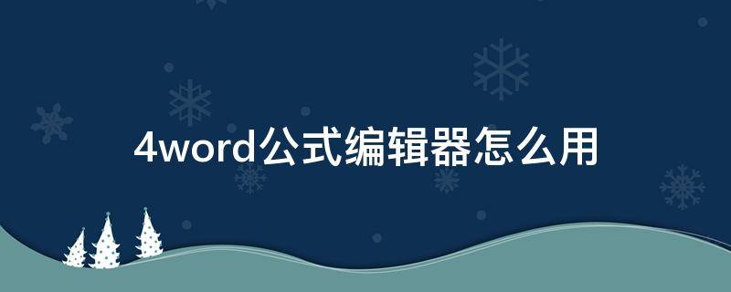 4word公式编辑器怎么用（word公式编辑器）