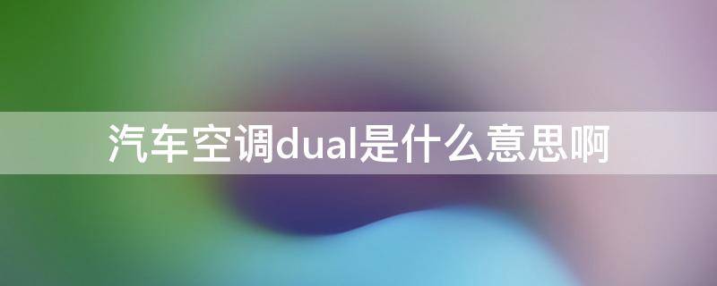 汽车空调dual是什么意思啊 车载空调dual是什么意思