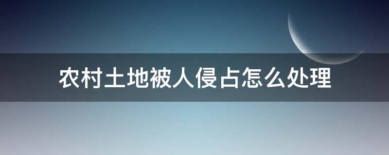 农村土地被人侵占怎么处理（农村土地被侵占怎么办,法律法规）