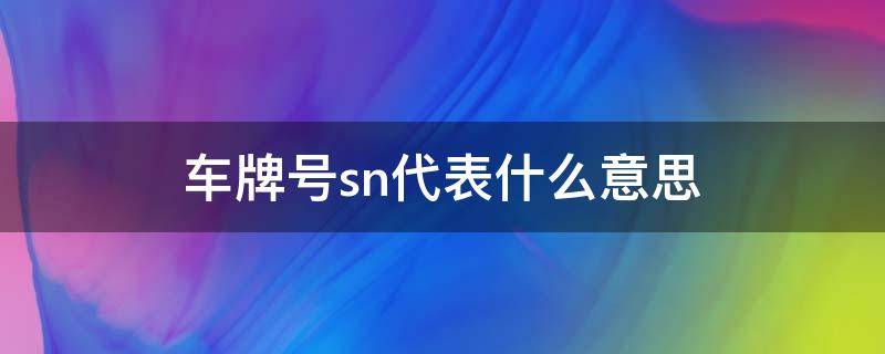 车牌号sn代表什么意思 车牌sn是什么意思