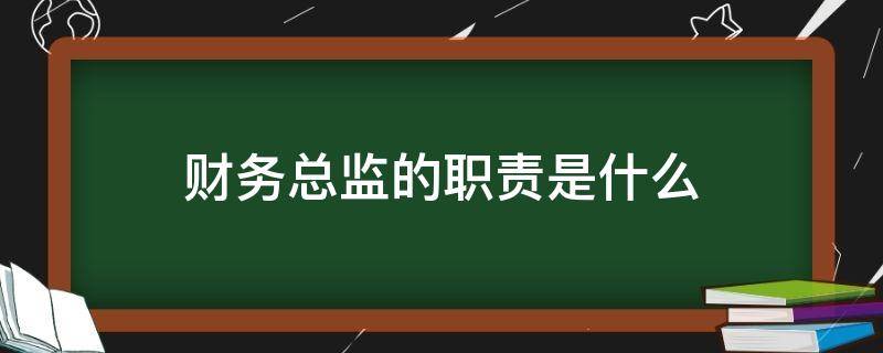 财务总监的职责是什么（集团公司财务总监的职责是什么）