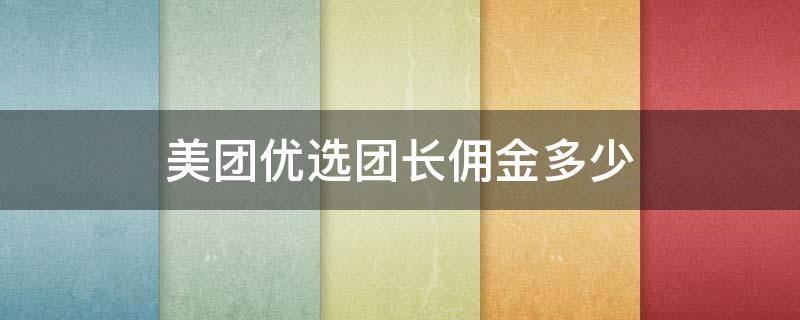 美团优选团长佣金多少（美团优选团长的佣金是多少）