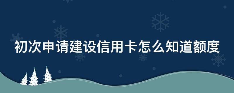 初次申请建设信用卡怎么知道额度 初次申请建设信用卡怎么知道额度是多少