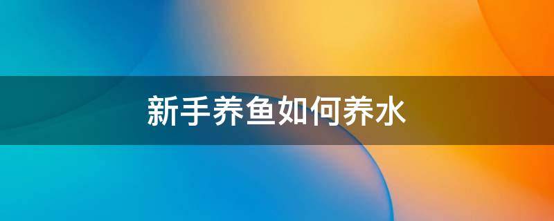 新手养鱼如何养水 新手养鱼如何养水简单