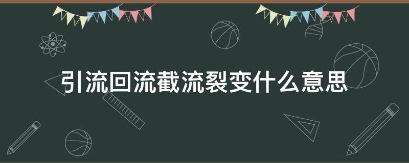 引流回流截流裂变什么意思 引流截流回流是什么