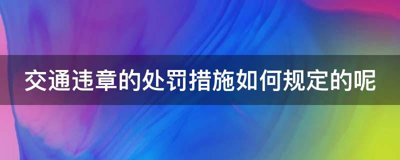 交通违章的处罚措施如何规定的呢（交通违章处罚原则）