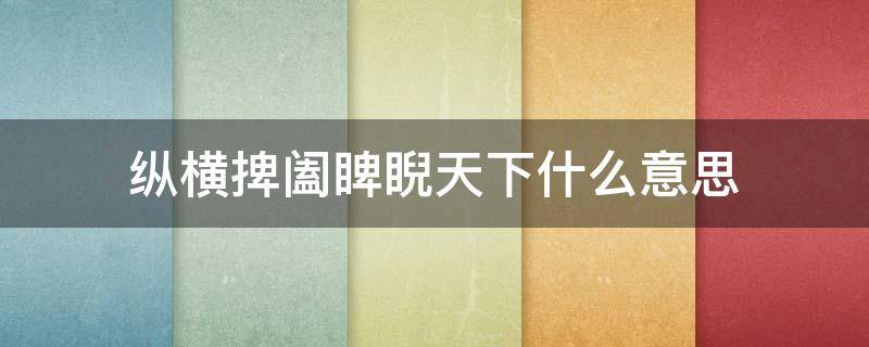 纵横捭阖睥睨天下什么意思 捭阖纵横,睥睨天下