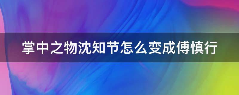 掌中之物沈知节怎么变成傅慎行（掌中之物沈知节为什么报复何妍）