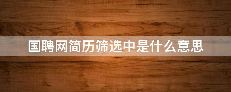 国聘网简历筛选中是什么意思（国聘简历待筛选）