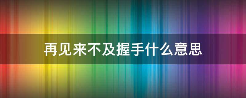 再见来不及握手什么意思 再见来不及握手