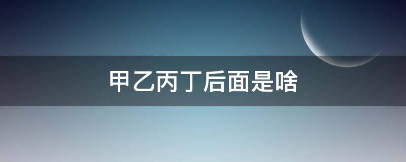 甲乙丙丁后面是啥 甲乙丙丁后面是什么