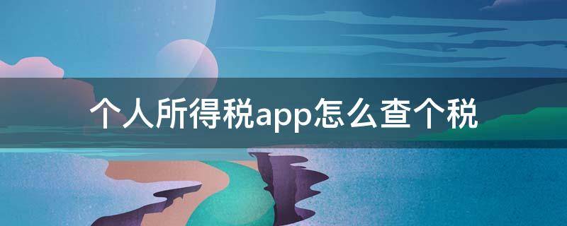 个人所得税app怎么查个税（个税app怎么查看个税）