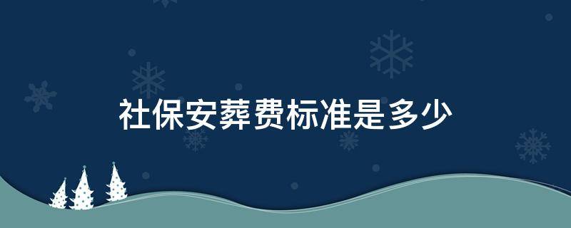 社保安葬费标准是多少（安葬费的标准是多少）