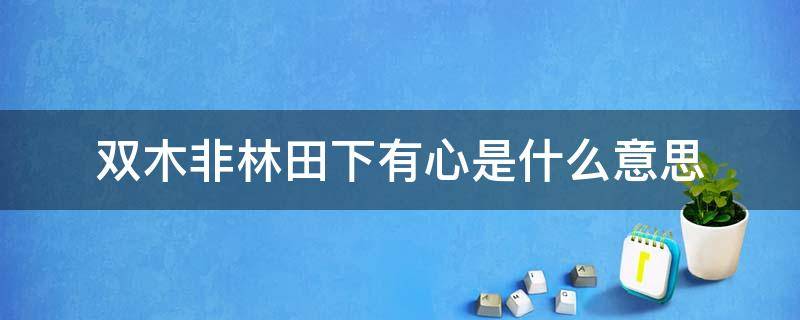 双木非林田下有心是什么意思（双木不是林,田下有心）