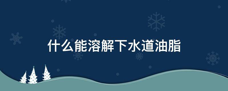 什么能溶解下水道油脂 什么能溶解下水道油脂硬块