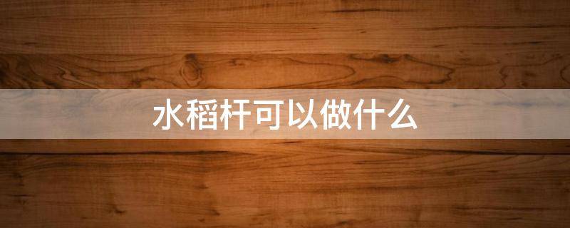 水稻杆可以做什么 水稻杆可以做什么手工