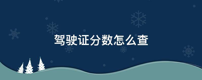 驾驶证分数怎么查 交管12123驾驶证分数怎么查