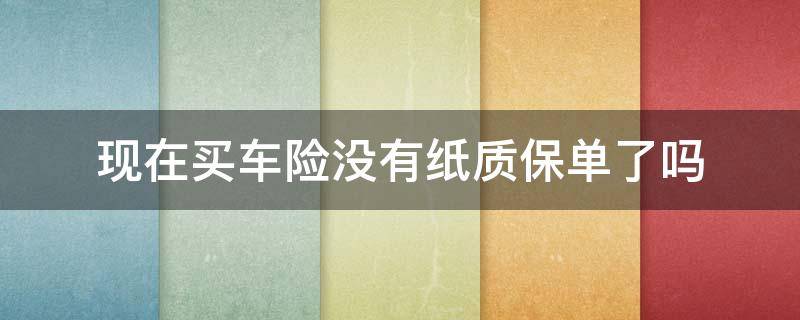 现在买车险没有纸质保单了吗 买车险现在没有纸质保单吗?