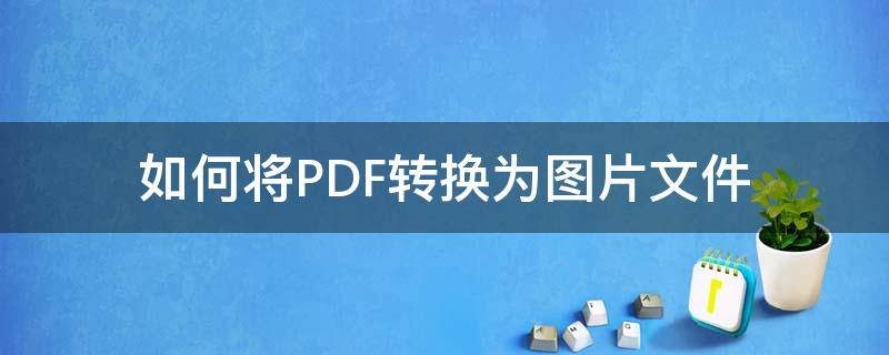 如何将PDF转换为图片文件 如何将pdf文件转换成图片文件