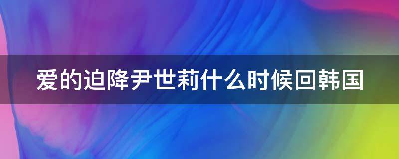 爱的迫降尹世莉什么时候回韩国 爱的迫降尹世莉人物性格分析