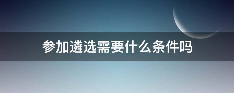 参加遴选需要什么条件吗 要不要参加遴选