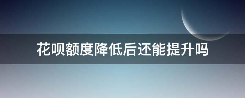 花呗额度降低后还能提升吗（花呗降低了额度还可以提升吗）