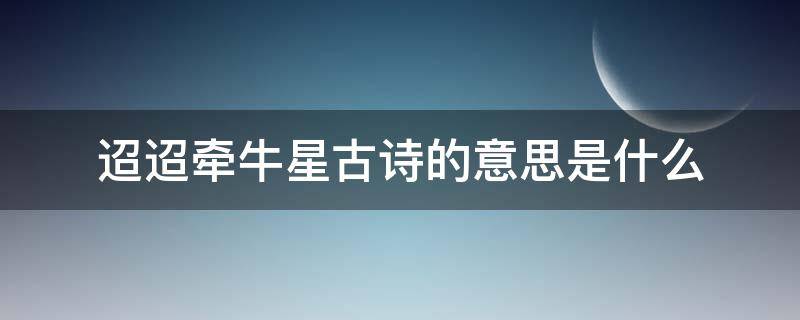 迢迢牵牛星古诗的意思是什么 迢迢牵牛星 古诗的意思