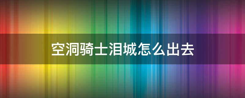 空洞骑士泪城怎么出去 空洞骑士去完泪城然后去哪里