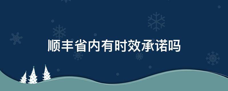 顺丰省内有时效承诺吗（顺丰的时效是怎么承诺的）