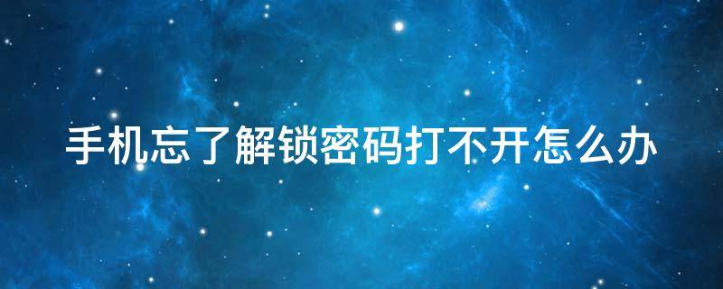 手机忘了解锁密码打不开怎么办 手机忘了解锁密码打不开怎么办呢