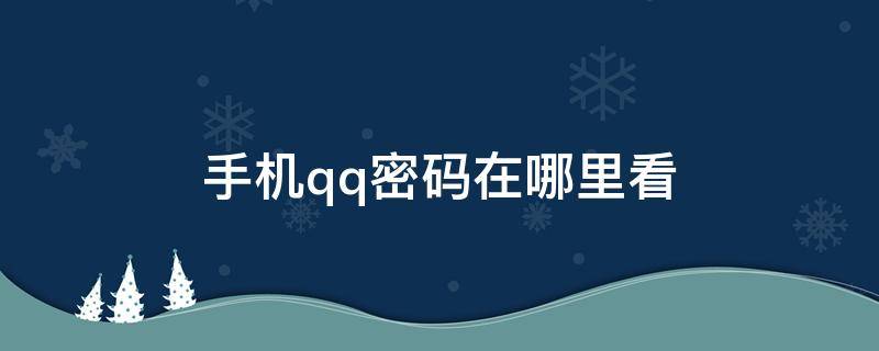 手机qq密码在哪里看（qq密码在哪里查看密码手机）