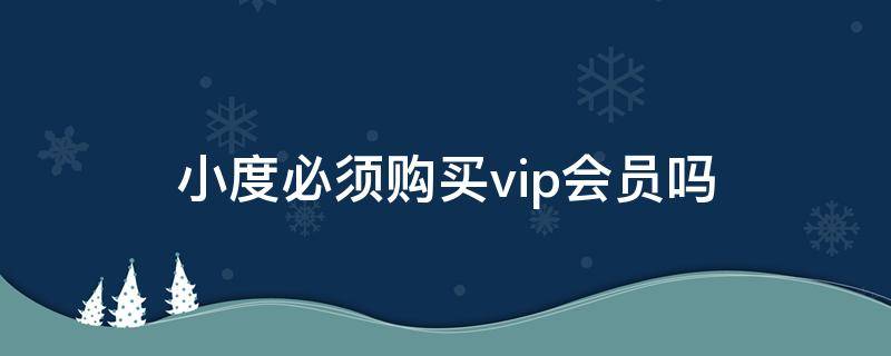 小度必须购买vip会员吗（小度会员需要付费吗）