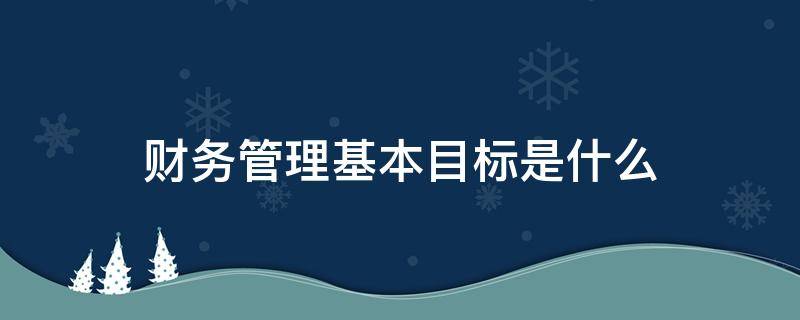 财务管理基本目标是什么（一般财务目标主要有）