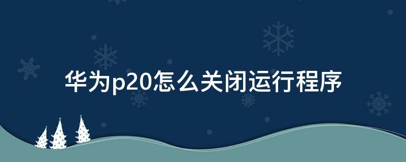 华为p20怎么关闭运行程序（华为p20怎么关闭运行程序 和省电）