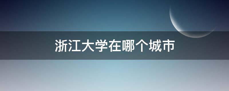 浙江大学在哪个城市（浙江师范大学在哪个城市）