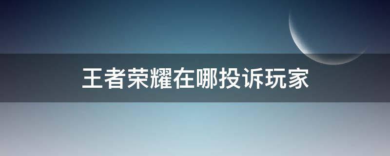 王者荣耀在哪投诉玩家 王者荣耀玩家投诉电话