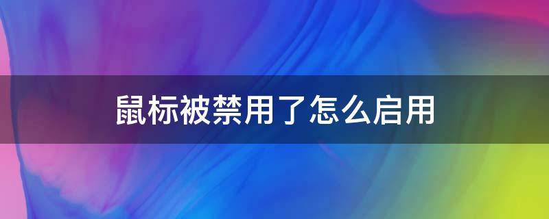 鼠标被禁用了怎么启用 把鼠标禁用了