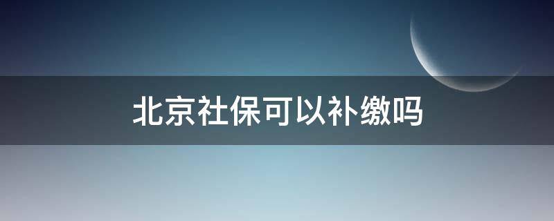 北京社保可以补缴吗（北京社保可以自己补缴吗）