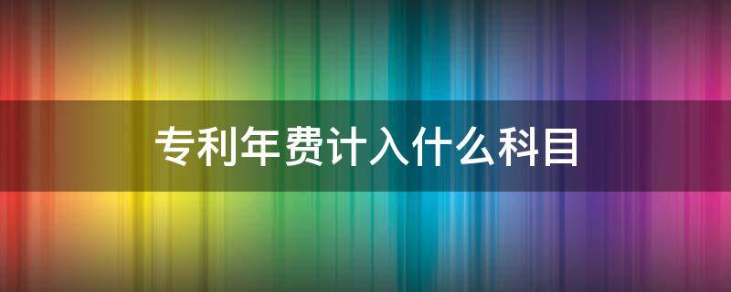 专利年费计入什么科目（专利费年费应计入哪个科目）