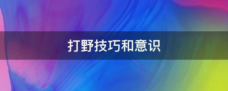 打野技巧和意识 打野技巧和意识王者